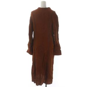 TODAYFUL Satinjacquard Piping Dress ワンピース ロング 総柄 長袖 36 茶 ブラウン