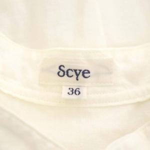 Scye 高密度リネンタックシャツ バンドカラー 長袖 36 白 ホワイト