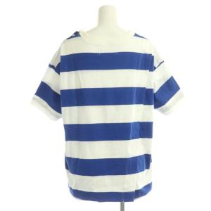 AMERICANA ボーダー 半袖 Tシャツ カットソー バックラップ調 コットン 白 青 ホワイト ブルー
