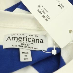 AMERICANA ボーダー 半袖 Tシャツ カットソー バックラップ調 コットン 白 青 ホワイト ブルー