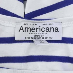 AMERICANA サイドジップ ボーダーワイドTシャツ カットソー 七分袖 白 青 ホワイト ブルー