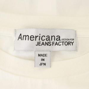 AMERICANA × ジーンズファクトリー JEANS FACTORY 別注 アーチロゴプリント ショート丈Tシャツ カットソー 半袖 白 濃紺