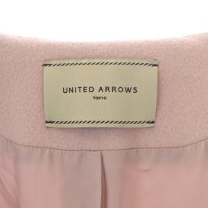 UNITED ARROWS UBCB ノーカラー ベルスリーブコート アウター ロング スナップボタン カシミヤ混 38 ピンク