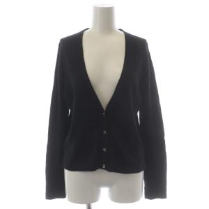 Vネックカーディガン ニット 前開き カシミヤ混 2 黒 ブラック