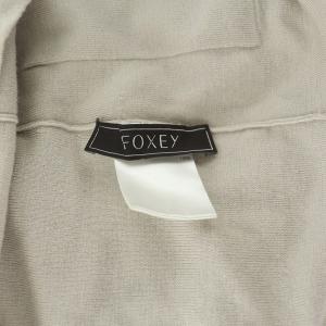 FOXEY Cool Perfect Long カーディガン 長袖 クルーネック ウール 38 ライトベージュ