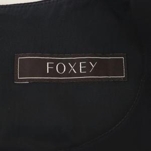 FOXEY ワンピース ロング丈 ミモレ丈 ノースリーブ プリーツ バックファスナー 38 ネイビー