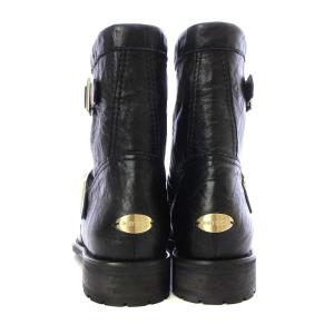 JIMMY CHOO エンジニアブーツ ショート ローヒール レザー 37.5 24.5cm ブラック