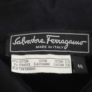 Salvatore Ferragamo 半袖 シャツワンピース ロング ベルト付き 46 黒 ブラック