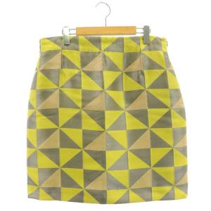 BOUTIQUE 総柄 タイトスカート 膝丈 I48 黄色 グレー 薄橙色