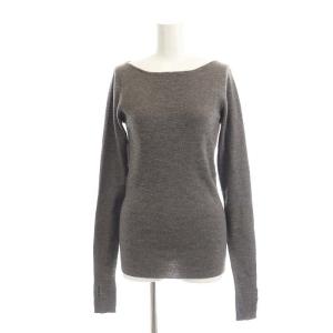 ボートネック ニット セーター 長袖 ウール 茶 ブラウン