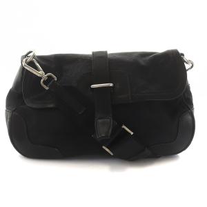 ショルダーバッグ ナイロン レザー 三角プレート ブラック