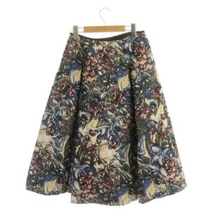 ANAYI 21AW 花柄 ジャガード スカート ロング フレア 38 マルチカラー