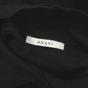 ANAYI 22AW 和紙タックかのこポロ衿ワンピース ひざ丈 ノースリーブ 38 黒 ブラック