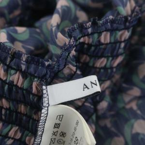 ANAYI 20SS 総柄 ワンピース マキシ ロング 長袖 インナー付き 38 紺 ネイビー