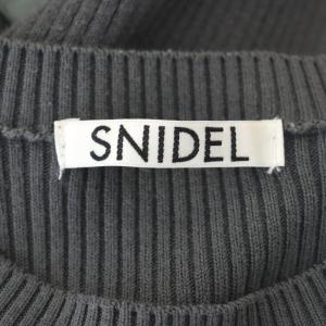 SNIDEL 20AW ニットxチュールコンビワンピース ドッキング ロング 長袖 切替 F グレー スモークグリーン
