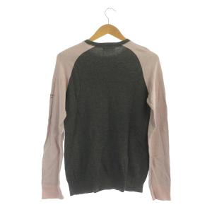 BURBERRY BLACK LABEL カットソー 長袖 ロゴ ラグランスリーブ ニット クルーネック 2 グレー ピンク