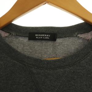 BURBERRY BLACK LABEL カットソー 長袖 ロゴ ラグランスリーブ ニット クルーネック 2 グレー ピンク