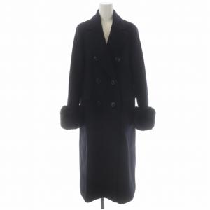 21AW ファーカフスロングコート 36 ブラック