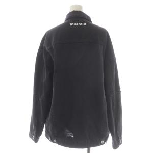 miumiu バックロゴ ダメージ加工 オーバーサイズデニムジャケット 36 黒