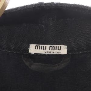 miumiu バックロゴ ダメージ加工 オーバーサイズデニムジャケット 36 黒