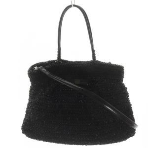 ワイヤーバッグ トートバッグ ショルダーバッグ 2WAY PVC リボン ロゴ 黒 ブラック