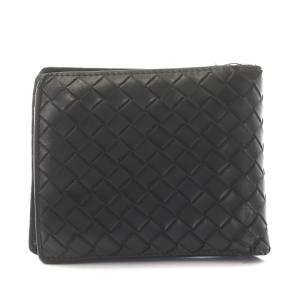 イントレチャート 二つ折り財布 レザー 黒 ブラック