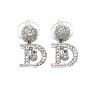 ロゴピアス ラインストーン ビジュー シルバー アクセサリー ジュエリー