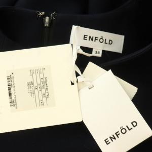 ENFOLD ライトバックウォーム Big ポケット プルオーバー チュニック 長袖 裏起毛 38 紺 ネイビー