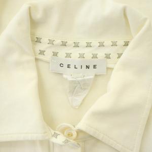 CELINE マカダム刺繍 ポロシャツ 半袖 ストレッチ L オフホワイト