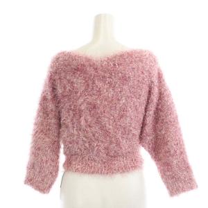 SNIDEL 23AW シャイニーニットプルオーバー セーター 長袖 シャギー ラメ糸 F ピンク