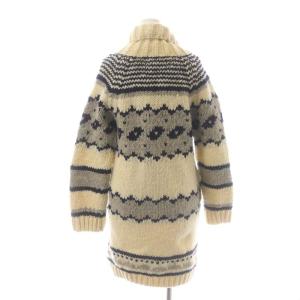 SHIPS WEB限定 ショールカラーロングカーディガン 長袖 ニット ウール 総柄 アイボリー 黒 ベージュ