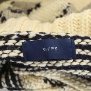 SHIPS WEB限定 ショールカラーロングカーディガン 長袖 ニット ウール 総柄 アイボリー 黒 ベージュ