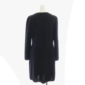 ELISA ウール フルジップアップ ニットワンピース ひざ丈 長袖 2 黒 ブラック