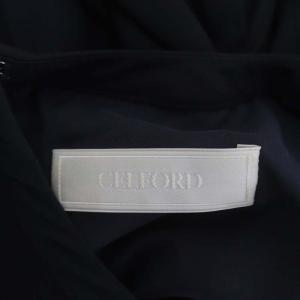 CELFORD プリーツワンピース ロング 長袖 九分袖 36 紺 ネイビー