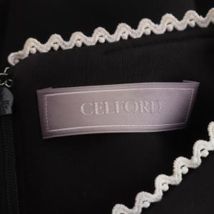 CELFORD 21AW レース切替ポンチワンピース ミモレ丈 ロング 長袖 36 黒 ブラック
