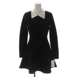 23AW ミニニットワンピース シャツワンピース 長袖 F 黒 白 ブラック ホワイト