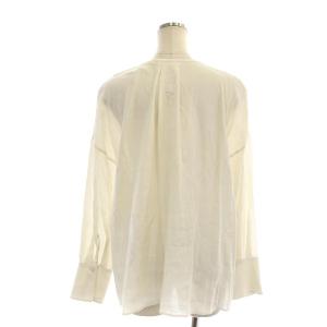 ebure ノーカラーブラウス ハーフボタン 長袖 36 オフホワイト