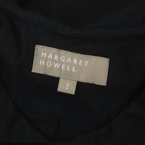 MARGARET HOWELL SHEER COTTON 丸襟シャツ ブラウス 七分袖 プルオーバー 1 黒 ブラック