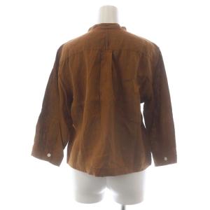 MARGARET HOWELL SHIRTING LINEN バンドカラーシャツ 七分袖 前開き リネン 1 茶色 ブラウン