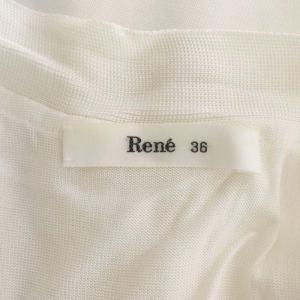 René パール装飾 シアー ロング カーディガン 八分袖 ボタンレス 36 白 ホワイト 6022130