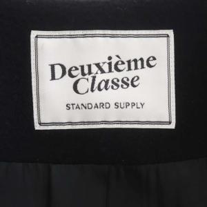 Deuxieme Classe ウール二重織ノーカラー コート アウター 38 黒 ブラック