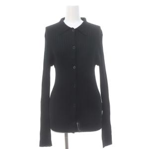 23AW AP STUDIO ポロシャツニットカーディガン 長袖 シアー 黒 ブラック