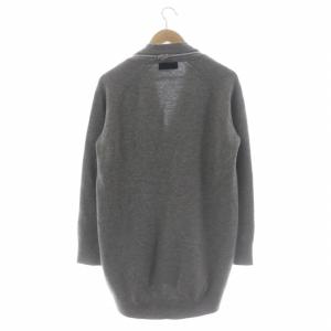 DIESEL M-CLEO ニット ジップディテール カーディガン ロング 長袖 Vネック S グレー