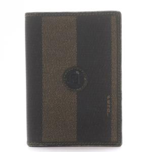 FENDI カードケース 名刺入れ ペカン柄 PVC レザー ロゴ 茶 ブラウン