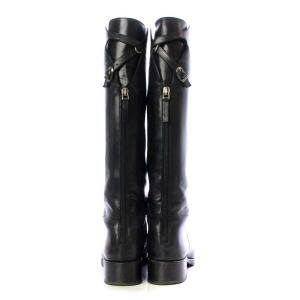 SARTORE ジョッキーブーツ ロング チャンキーヒール レザー 38 23.5cm-24cm 黒 ブラック