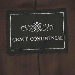 GRACE CONTINENTAL ラムレザー トレンチコート アウター ロング ベルト付き フリル 36 S 茶 ブラウン
