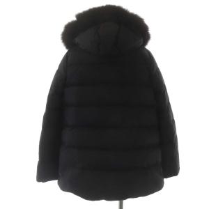IENA P/タフタ ショートダウンコート アウター フード フォックスファー 40 黒 ブラック