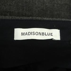 MADISONBLUE CROPPED STRAIGHT PT L TWEED スラックスパンツ テーパード ジッパーフライ センタープレス ウール混