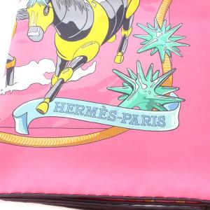 HERMES LES MUSTANGS スカーフ カレ90 ダブルフェイス シルク ピンク 青 ブルー 