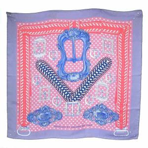 スカーフ カレ90 BOUCLES ET GALONS DU TSAR シルク ピンク グレー 青